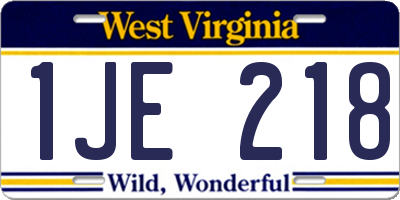 WV license plate 1JE218