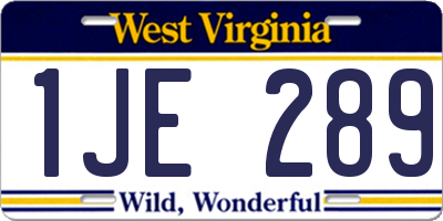 WV license plate 1JE289