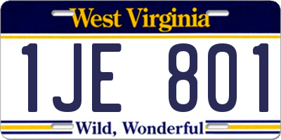 WV license plate 1JE801