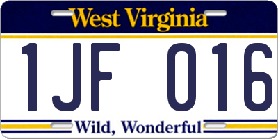 WV license plate 1JF016