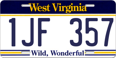 WV license plate 1JF357