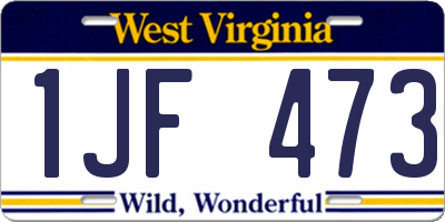 WV license plate 1JF473