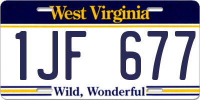 WV license plate 1JF677