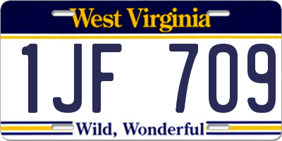 WV license plate 1JF709