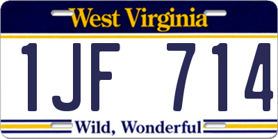WV license plate 1JF714