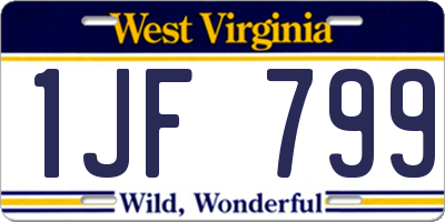 WV license plate 1JF799