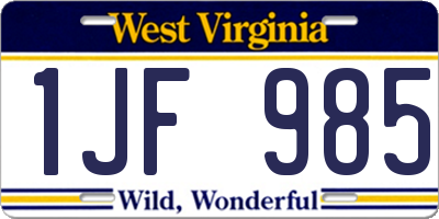 WV license plate 1JF985