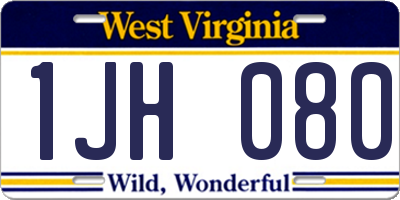WV license plate 1JH080
