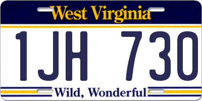 WV license plate 1JH730