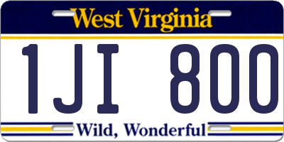 WV license plate 1JI800