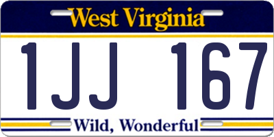 WV license plate 1JJ167