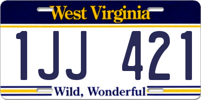 WV license plate 1JJ421