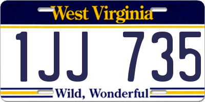 WV license plate 1JJ735