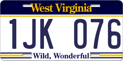 WV license plate 1JK076