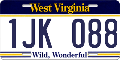 WV license plate 1JK088