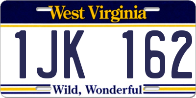 WV license plate 1JK162