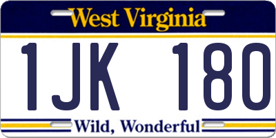 WV license plate 1JK180