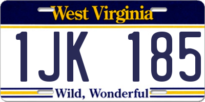 WV license plate 1JK185