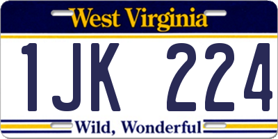 WV license plate 1JK224