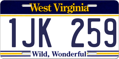 WV license plate 1JK259