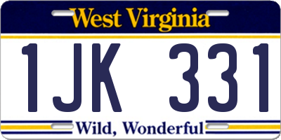 WV license plate 1JK331