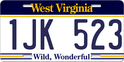 WV license plate 1JK523