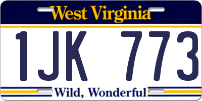 WV license plate 1JK773