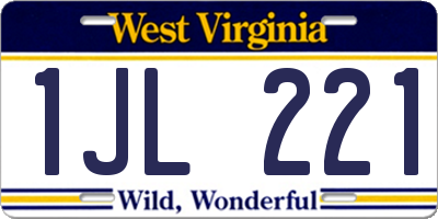 WV license plate 1JL221