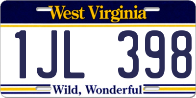 WV license plate 1JL398