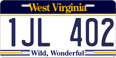WV license plate 1JL402