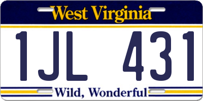 WV license plate 1JL431