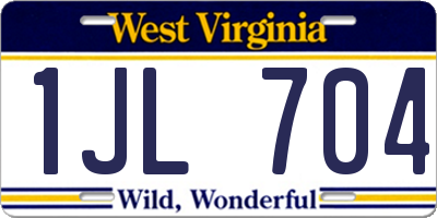 WV license plate 1JL704