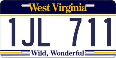 WV license plate 1JL711