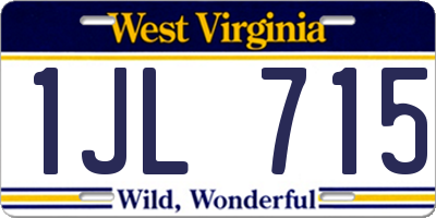 WV license plate 1JL715