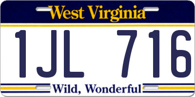 WV license plate 1JL716