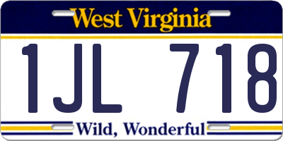 WV license plate 1JL718