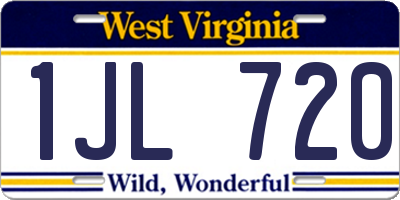 WV license plate 1JL720