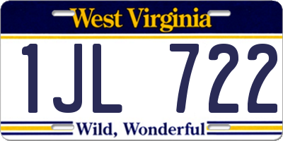 WV license plate 1JL722