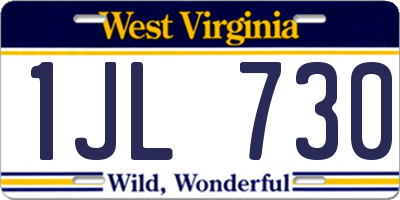 WV license plate 1JL730