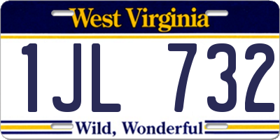 WV license plate 1JL732