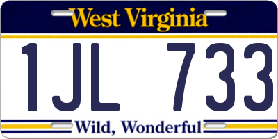 WV license plate 1JL733