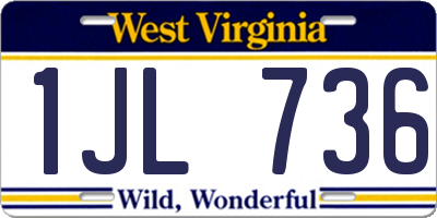 WV license plate 1JL736