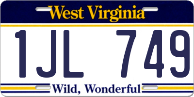 WV license plate 1JL749