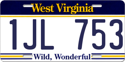 WV license plate 1JL753