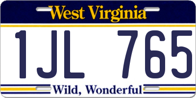 WV license plate 1JL765