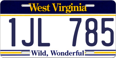 WV license plate 1JL785