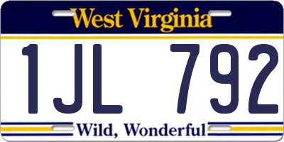 WV license plate 1JL792