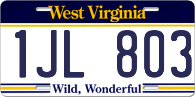 WV license plate 1JL803