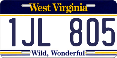 WV license plate 1JL805