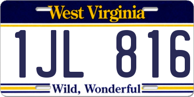 WV license plate 1JL816